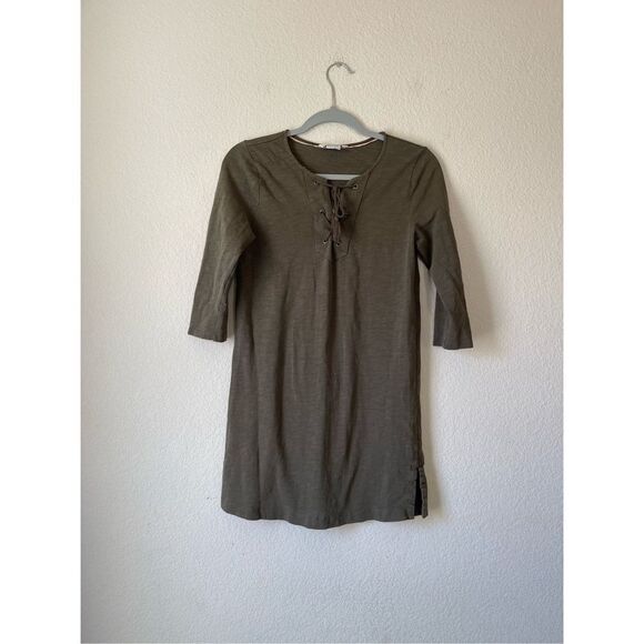Boden olive green lace up front mini dress size 2 - Picture 1 of 6